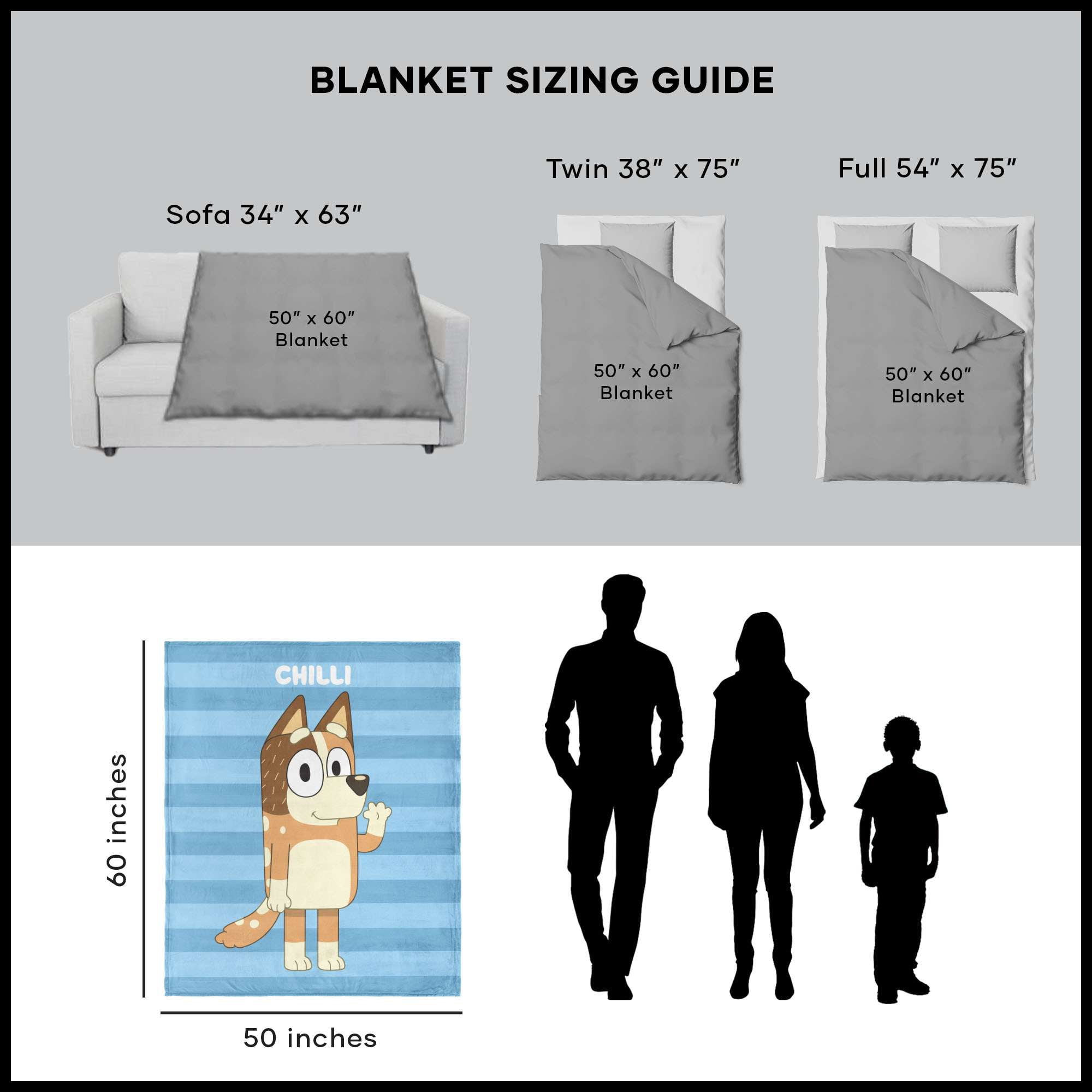Bluey Roll Call Chilli Kids Silk Touch Throw Blanket