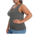 thumbnail image 7 of Women's Criss-Cross V Neck Tank Top with Built-in Bra and Padded Support Featuring Soft Stretchy Fabric Gray XXL, 7 of 7