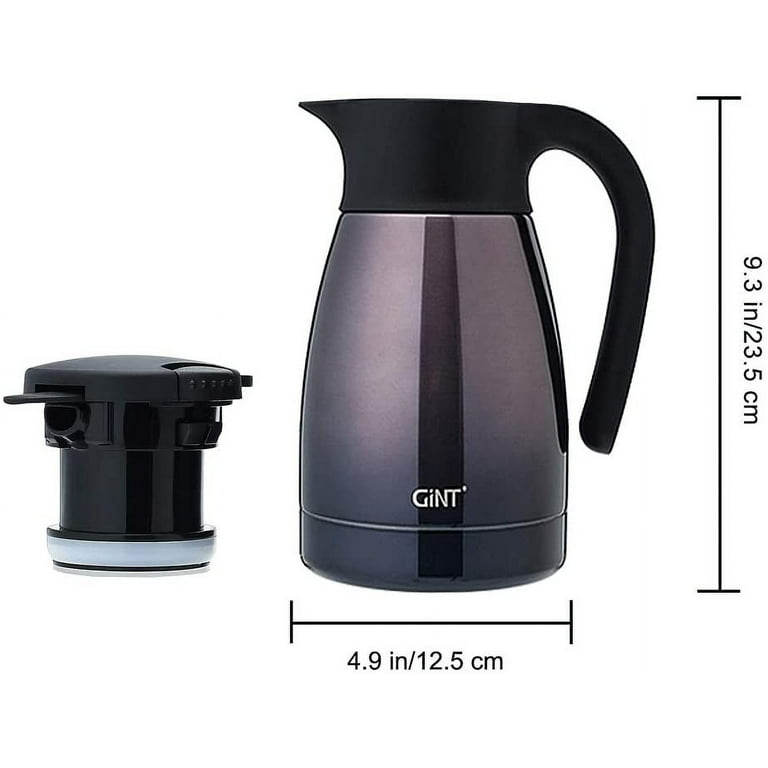 Yardwe Thermal Carafe, Insulated Water Pitcher, Thermal Vacuum Carafe with  Glass Liner and Wood Handle, for Water Tea Coffee Hot or Cold Drinks