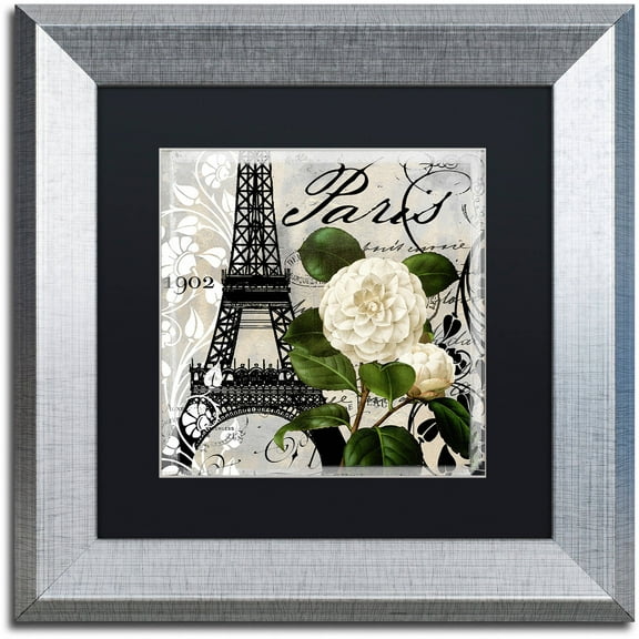 Trademark Fine Art "Paris Blanc I" Canvas Art by Color Bakery Black Matte, Silver Frame