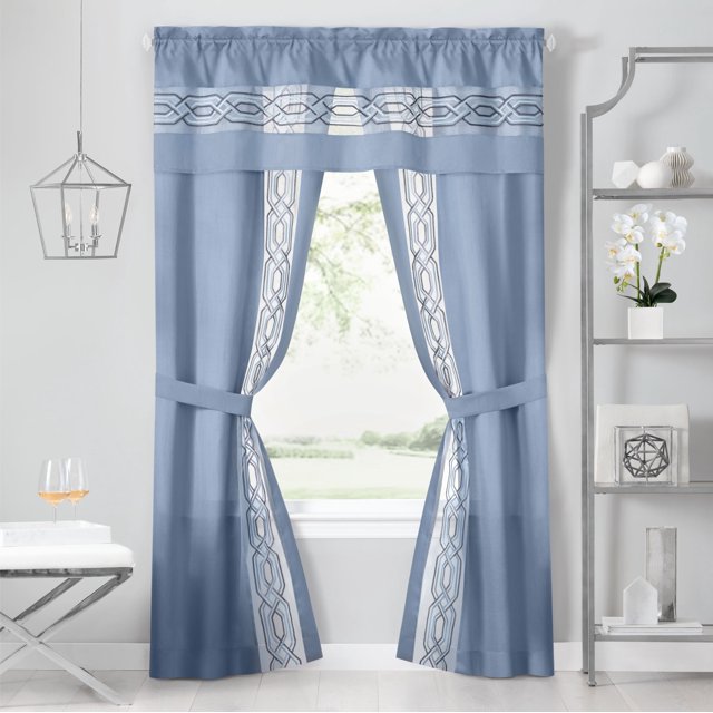 Achim Juego de Cortinas Filtrantes de Luz de 5 Piezas con Bolsillo para Varilla Paige, Azul, 140 x 213 Cm