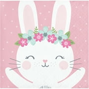 Party Central Bunny Themed 2-Ply Beverage Napkins - 5" - Pink and White - Club Pack of 192