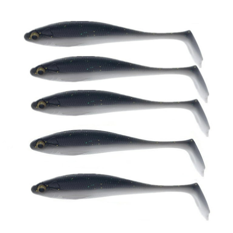 Cherryhome 5 Pcs Soft Plastic Swimbait with Hooks Paddle Tail Shad Lure  Soft Bass Shad Bait Shad Minnow Paddle Tail Swim Bait for Bass Trout Walleye  Crappie 3.5 inches 