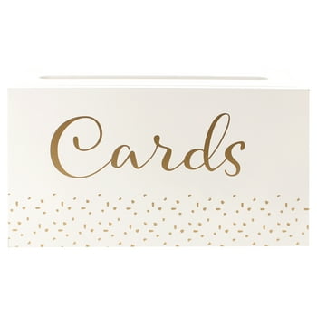 Way to Celebrate White Wood Card Box with Removable Lid, Wedding Dcor, 12" x 5"