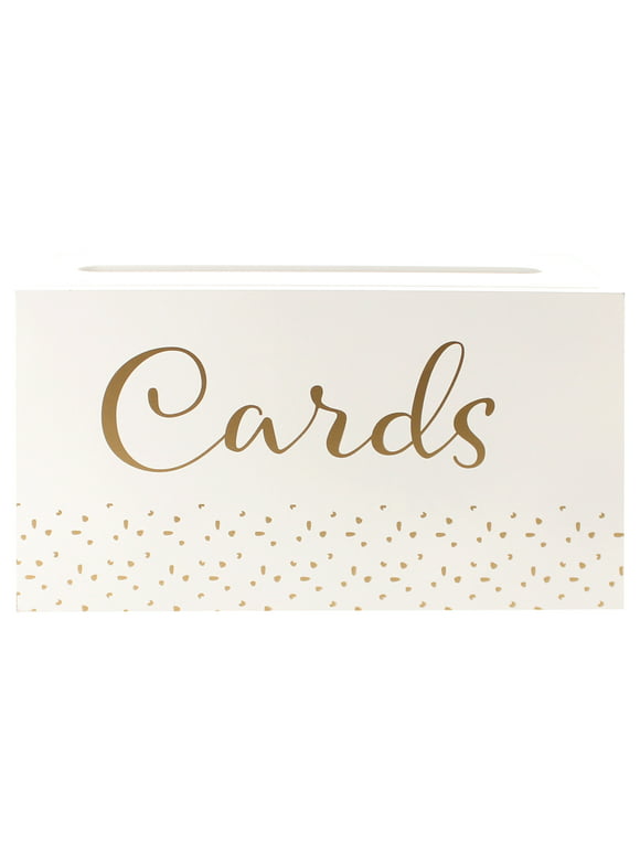 Way to Celebrate White Wood Card Box with Removable Lid, Wedding Dcor, 12.5 in. x 6.8 in. x 5 3/8 in.