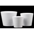 thumbnail image 1 of Urban Trends Collection 56304 Stoneware Round Pot with Horizontal Ribbed Design Body & Tapered Bottom, Gloss & White - Set of 3, 1 of 1