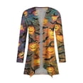 thumbnail image 3 of YVNAURA Halloween Pumpkin Ghost Print Cardigan for Women Long Sleeve Open Front Lightweight Loose Knit Sweater Casual Fall Outwear Coat Party Daily 1 Pack, Orange,XXL, 3 of 4