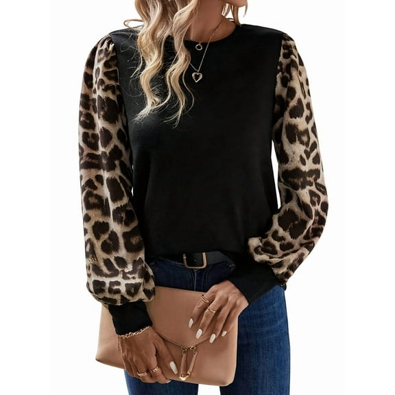 Long Sleeve Shirts for Women Color Block Raglan Tops Casual Crewneck Basic Tees Fall Fashion Clothes Black S