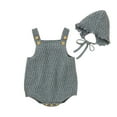 thumbnail image 2 of Musuos 2 Pcs Baby's Sleeveless Knitted Vest Romper, Solid Color Lace-up Hat, 2 of 5