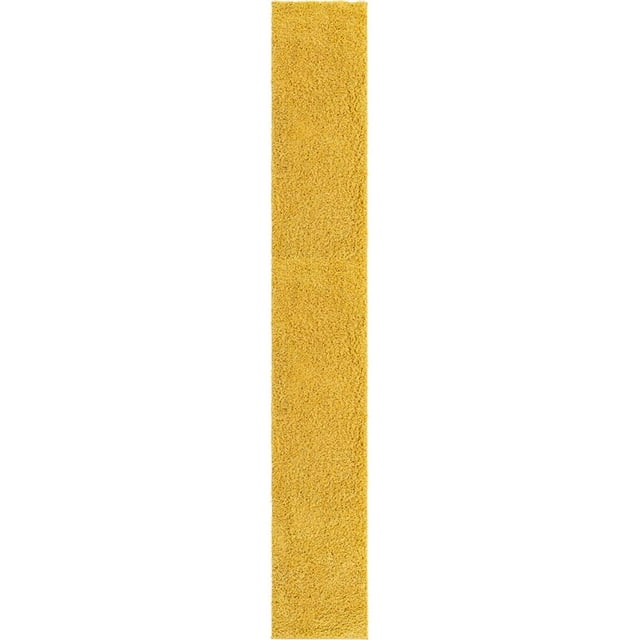 Unique Loom Everyday Shag Plush Area Rug 2' 6 x 16' 5 Runner in Yellow