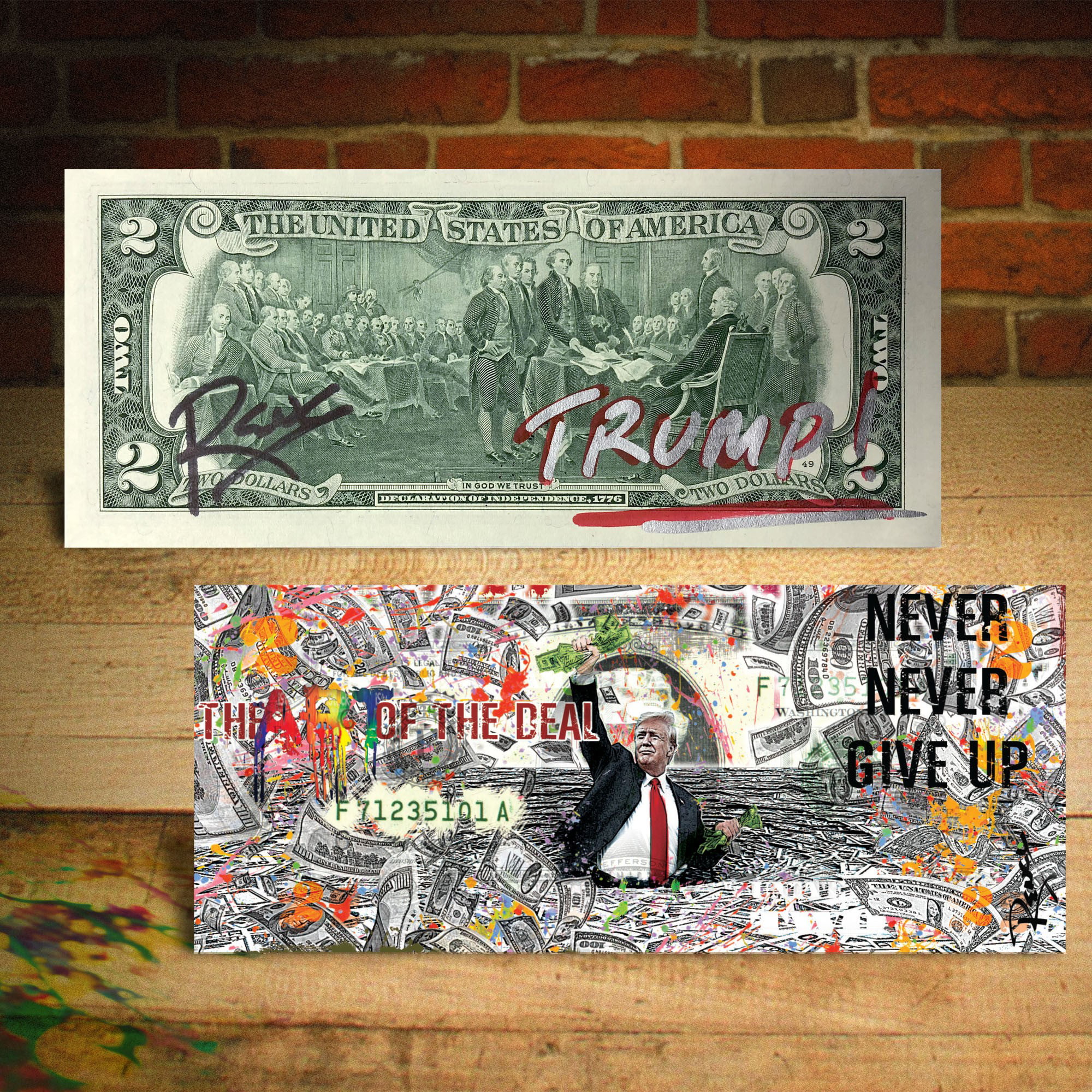WONDER WOMAN For President DC COMICS Genuine $2 Bill SIGNED by Rency ART Banksy