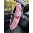 thumbnail image 2 of Crochet Pink Bow Car Steering Wheel Cover,Cute Car Interior Accessories, 2 of 6