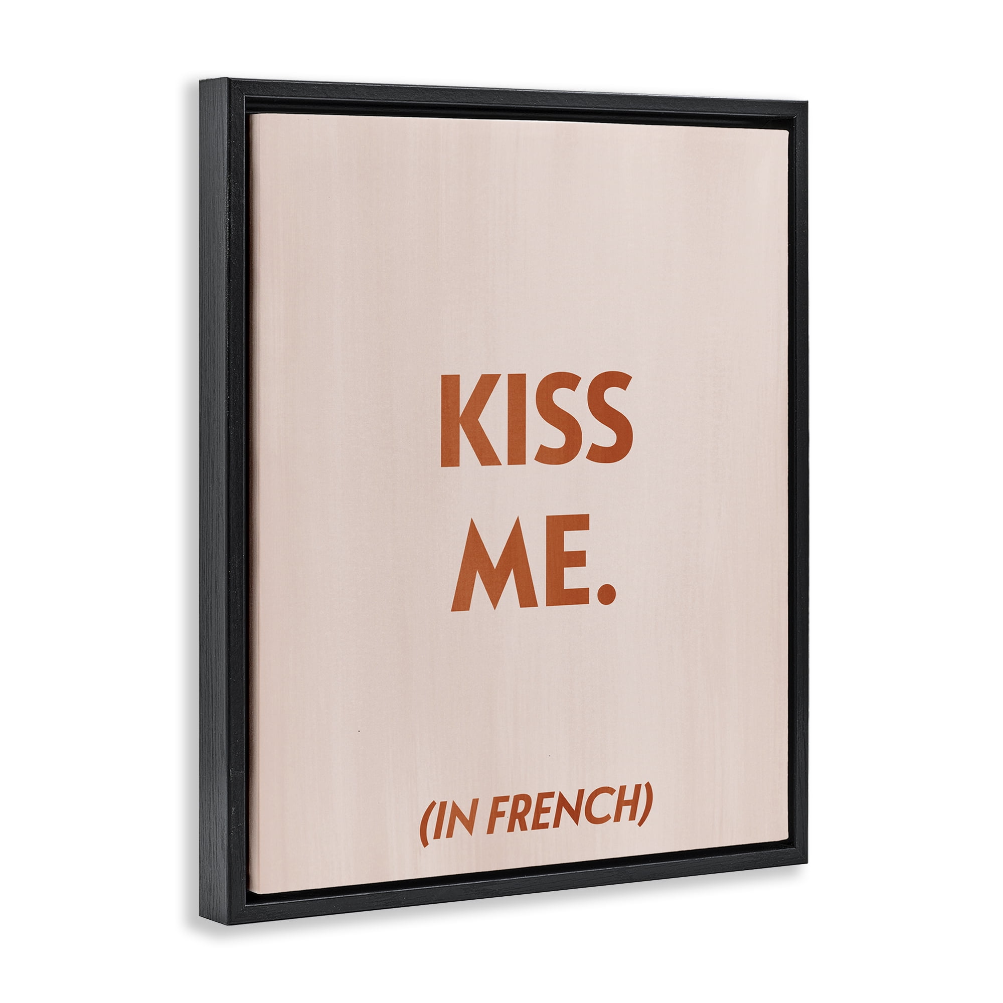 Stupell Industries Kiss Me In French Typography Painting Black Floater Framed Art Print Wall Art, 25 x 31
