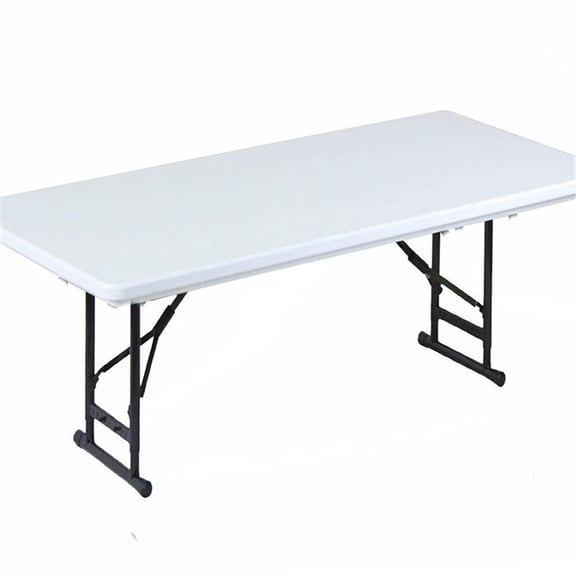 Pemberly Row 17-27" Adjustable Plastic Resin/Steel Folding Table in Gray Granite