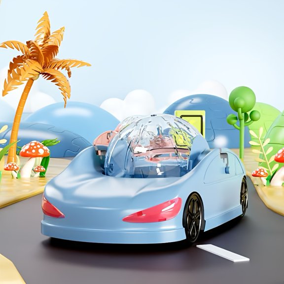 Extra Large Hamster Toy Car with Sports Dashboard Mode, Golden Bear Running Ball, and Roller Runners - Durable Plastic Exercise Wheel for Small Pets, Hamster Accessories