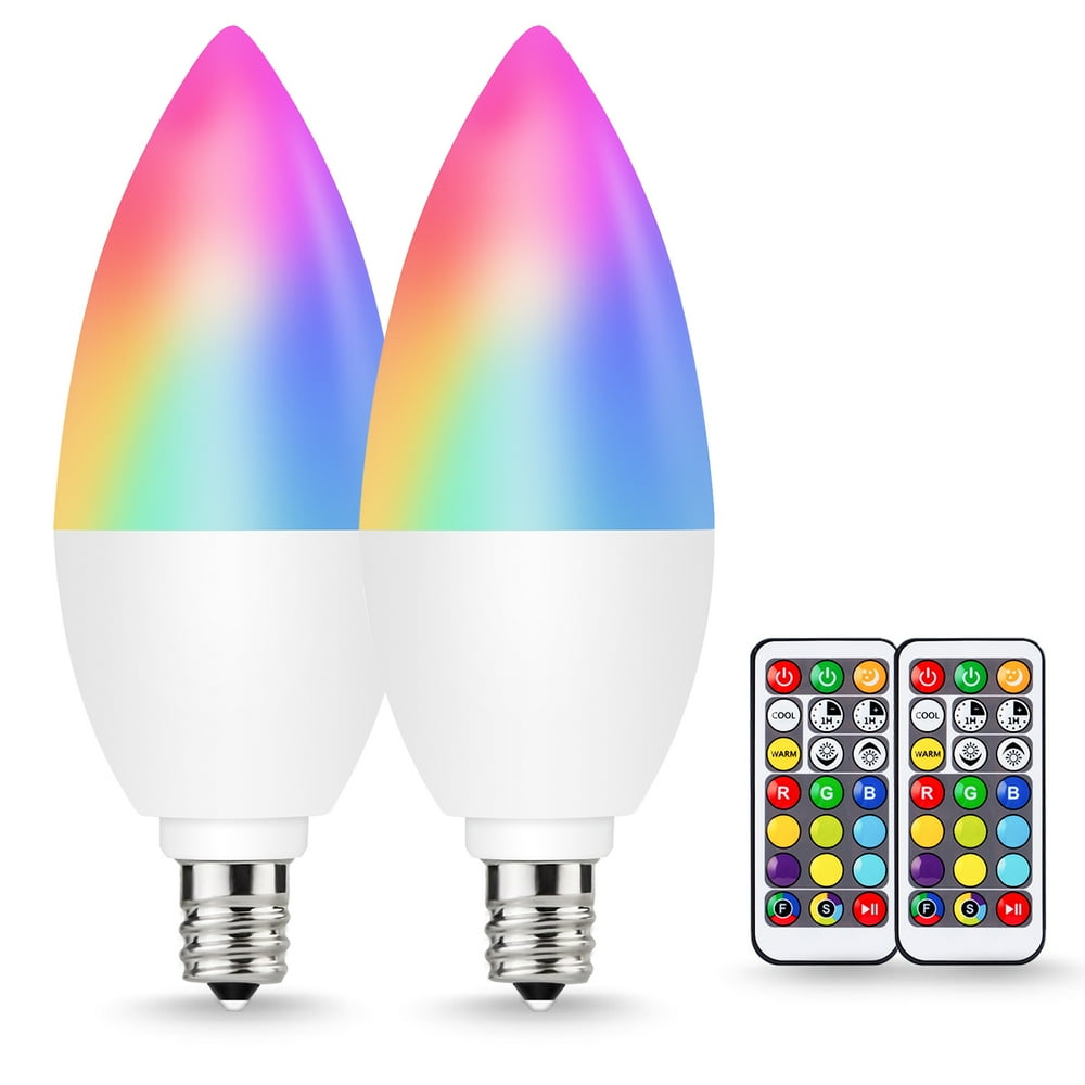 RGB Color Changing Light Bulbs with Remote, Dimmable 20 Watt Equivalent