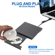 External DVD Drive, Lychee USB 3.0 Type C CD DVD Burner Player Reader Writer Compatible with PC Laptop Desktop MacBook Mac Windows Linux OS, Mac, Black