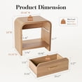thumbnail image 4 of Vintagearth Nightstand Set of 2, 24" Tall Modern Curved Bedside Table, FSC-Certified Wood End Table, 1 Drawer & 1 Open Storage Shelf, 4 of 9