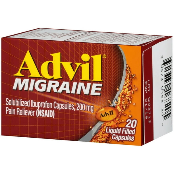 3 Pack Advil Migraine 200 mg Liquid Filled Capsules 20 ea Walmart