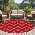 thumbnail image 5 of Red Moroccan 8' Round Area Rug, Morocco Ethnic Abstract Quatrefoil Grid Washable Non-Slip Large Circle Rugs for Living Room Bedroom, Soft Low Pile Rug Carpet for Dining Room Kitchen Farmhouse, 5 of 9