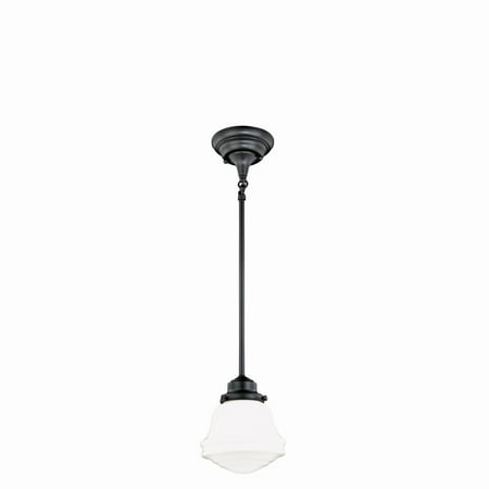 

Vaxcel Huntley Bronze Farmhouse Schoolhouse Mini Pendant Ceiling Light White Glass