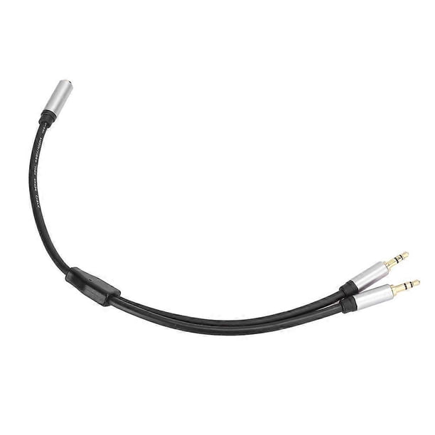 2 in 1 AUX3.5 o Cable One Female to Two Male for TV Amplifier Sound Car Connection Cable Silver 0.3m