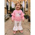 thumbnail image 6 of RUINIXCW Toddler Baby Girls Halloween Outfit Infant Baby Girls Fall Winter Clothes Cute Ghost Pumpkin Print Ruffled Long Sleeve Sweatshirt Top with Flare Pants Bell Bottom Set, 6 of 9