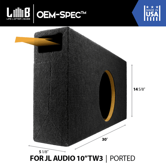 0.60 ft³ @ 32Hz Ported Enclosure Box for JL Audio 10" TW3 (10TW3) Car Subwoofer