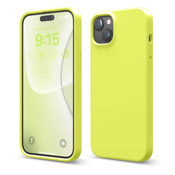 Funda Elago Liquid Silicone para iPhone 15 Plus, color amarillo neón