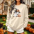 thumbnail image 5 of HomeDM Halloween Long Sleeve Sweatshirts Pumpkin Graphic Pullover Tops Crew Neck Cute Ghost, 5 of 6