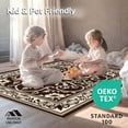 thumbnail image 4 of ODIKA 6'x9' Machine Washable Non-Slip Area Rug, Interlocking Gothic Floral Mosaic with Subtle Vintage Detailing High Traffic Rug, Brown, 387522, 4 of 5
