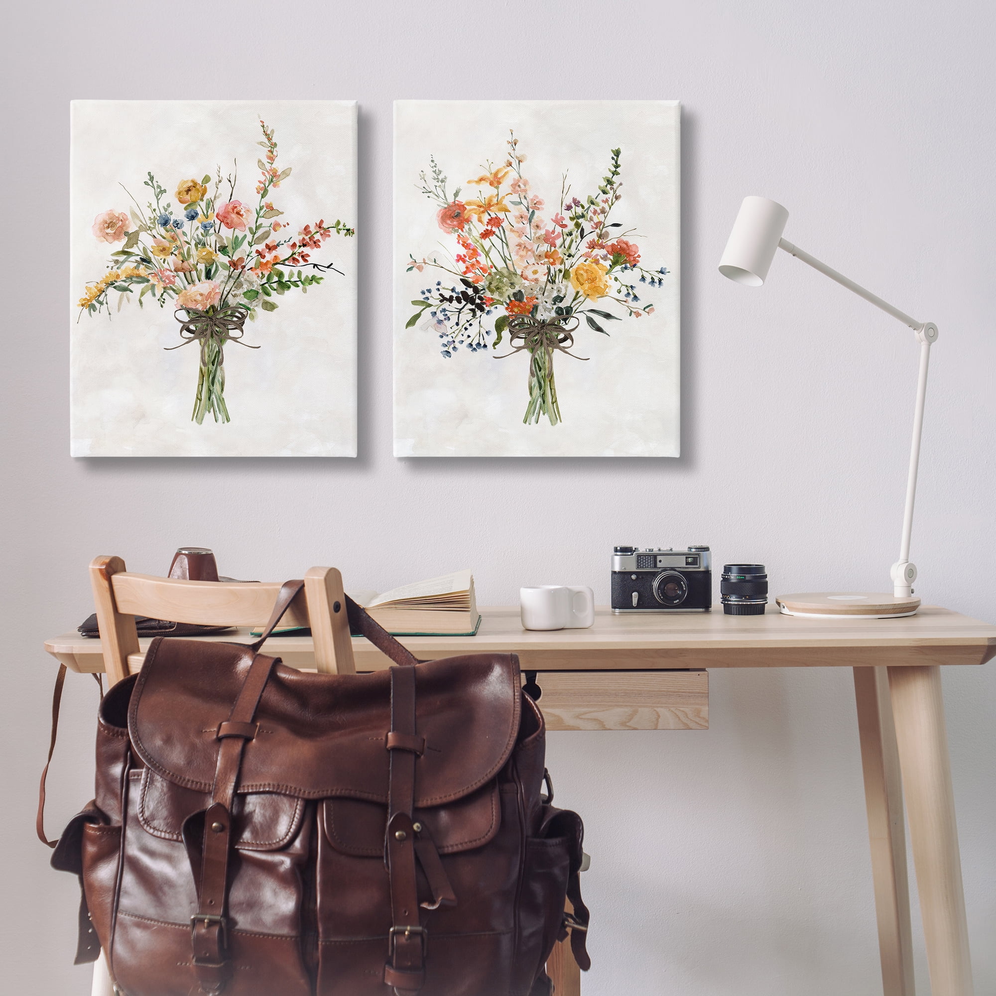 Stupell Industries Fresh Cut Tied Floral Bouquet Plants & Flowers Painting Wrapped Canvas Art Print Wall Art, 24 x 30, Set of 2