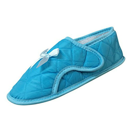 Womens Edema Slipper for Swollen or Bandaged Feet - Turquoise (M