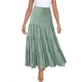 thumbnail image 2 of qolati Maxi Skirts for Women Long Beach Skirts Pleated Skirts for Women Summer Elastic Waist Boho Ruffled Flowy Skirt Size L, 2 of 9