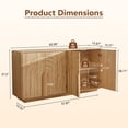 thumbnail image 3 of WIRRYTOR 63" Mid-century Modern Arched Grooved Sideboard Cabinet, 4-Door Buffet Sideboard with Adjustable Shelves, Natural Storage Credenza TV Stand, 3 of 9