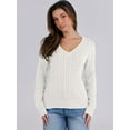 thumbnail image 6 of Luniro Women's Cable Knit Sweater V Neck Pullover Sweaters Fall Tops Business Casual Outfits Clothes, 6 of 9