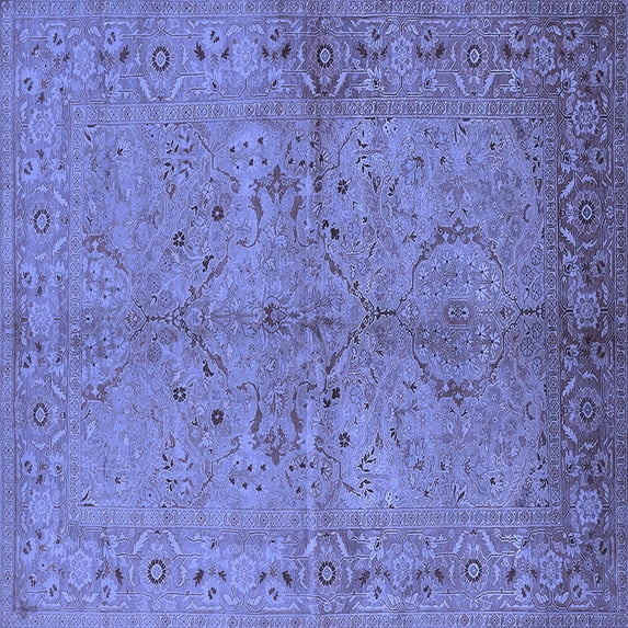 Ahgly Company Indoor Square Oriental Blue Industrial Area Rugs, 6' Square