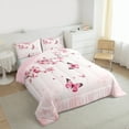 thumbnail image 2 of Manfei Cute Butterflies Bedding Comforter Set,Cherry Blossom Twin Comforter Sets,Light Pink Bedding Set For Princess,Super Cozy Room Decor Reversible,2pcs, 2 of 7