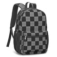 thumbnail image 2 of Black and Gray Checkered Pattern 17" School Backpacks for Teens,Waterproof Oxford Fabric,S-Shape Padded Straps for School,Travel,Hiking,Camping, 2 of 6