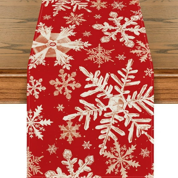 Tarmeek Christmas Table Runner Decration, 13x72in Seasonal Winter Snowflakes Xmas Holiday Christmas Table Runner for Kitchen Dinning Home Decor Christmas Decorations Indoor