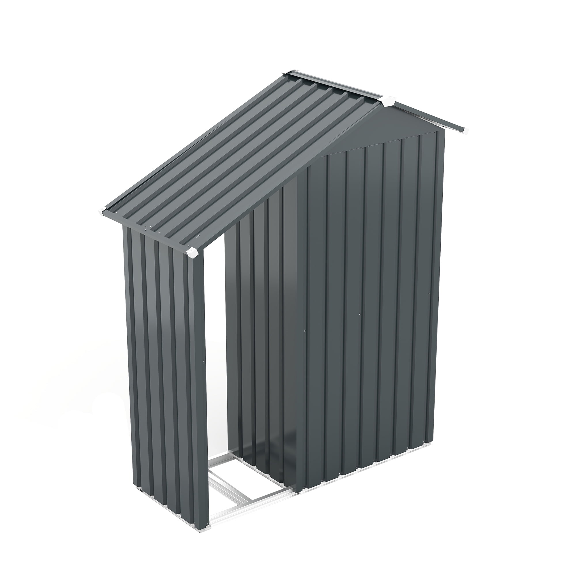 Metal Garden Shed, Small Outdoor Storage Shed with Lock, 2-in-1 Waterproof Galvanized Steel Tool Shed & Firewood Rack for Backyard, Patio, Dark Gray