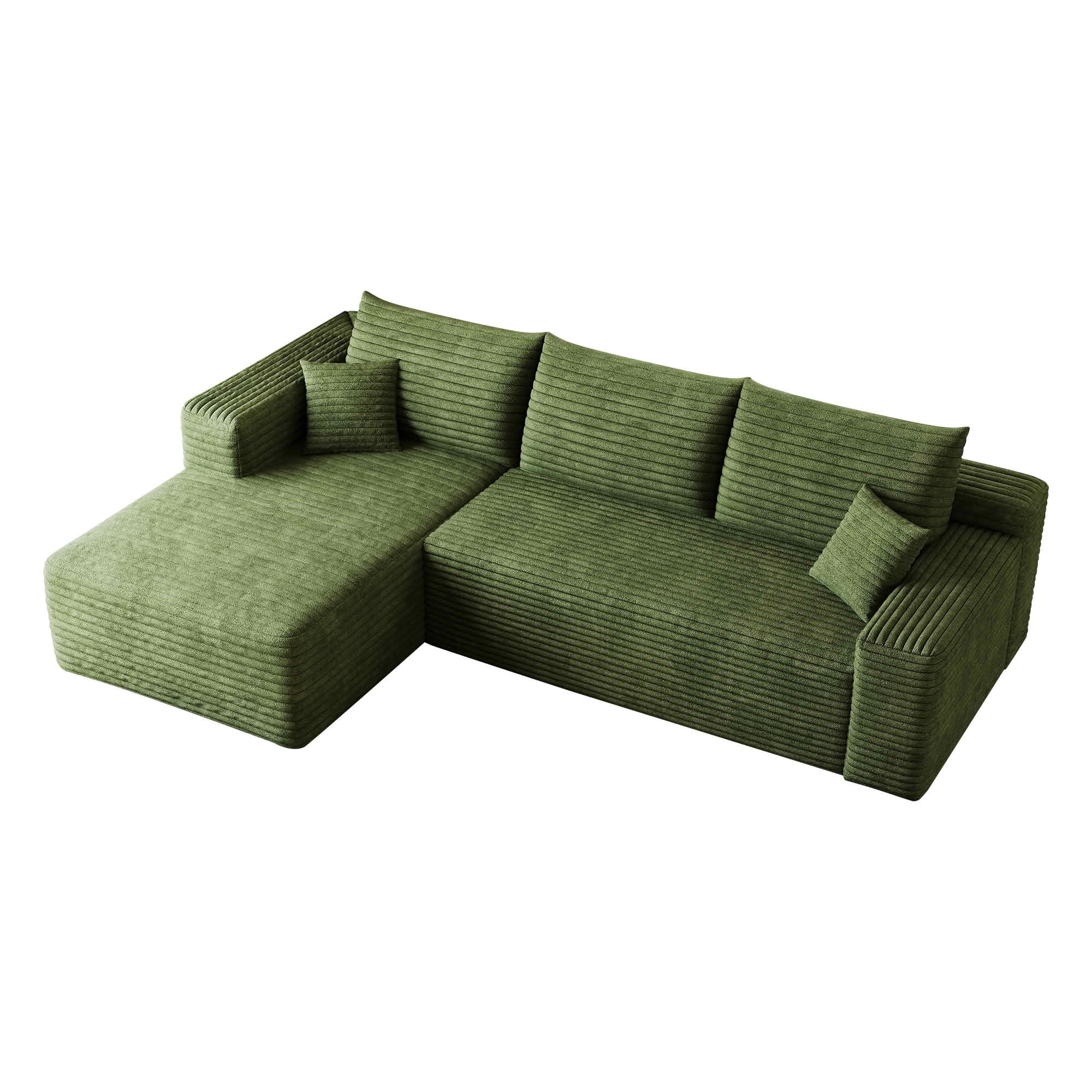MAYEERTY 95" Corduroy L-Shaped Sectional Sofa, Modern Minimalist Deep Seat Corner Couch with Chaise, No Assembly Leisure Sofa for Home