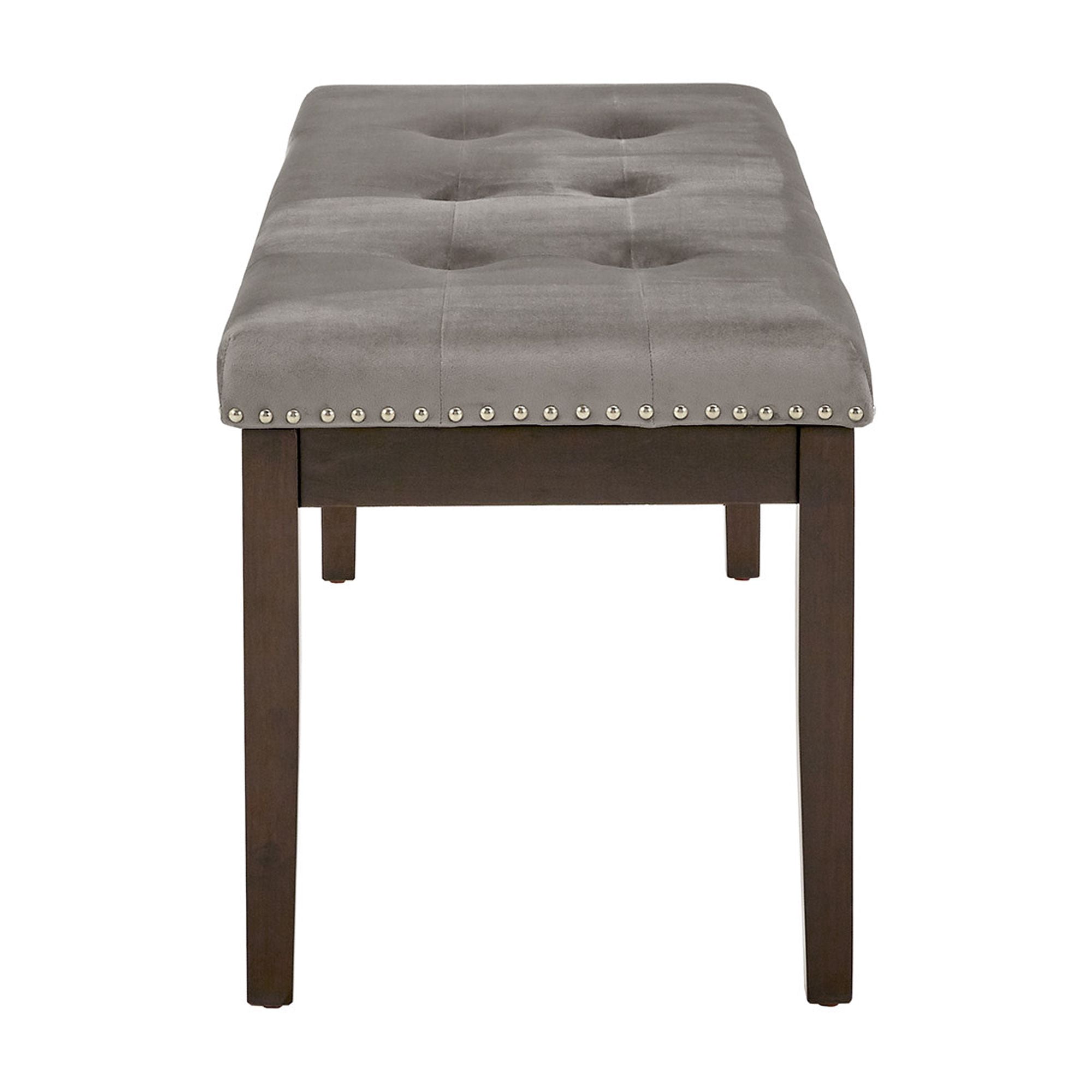 Weston Home Banford Velvet Tufted Nailhead Bench, Gray