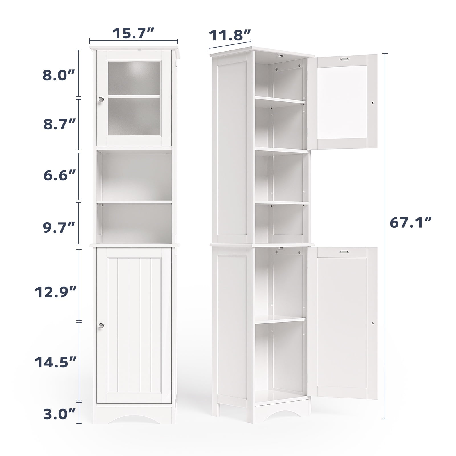 Asofer 67.1"H Bathroom Storage Cabinet with Adjustable Shelves, 2 Doors for Bathroom, Kitchen, Living Room, White Asofer 67.1"H Bathroom Storage Cabinet with Adjustable Shelves, 2 Doors for Bathroom, Kitchen, Living Room, White - Image 8