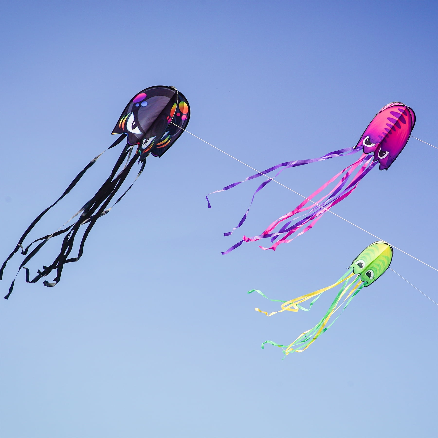 In the Breeze 3387 — Aurora Pop Jelly Kite — Non-Assembly, Easy-Flying Kite with Long Streamer Tails; Kite Line Included