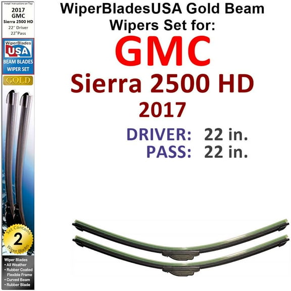 2017 GMC Sierra 2500 HD Beam Wiper Blades Wipers w/1yr Warranty (Set of 2)