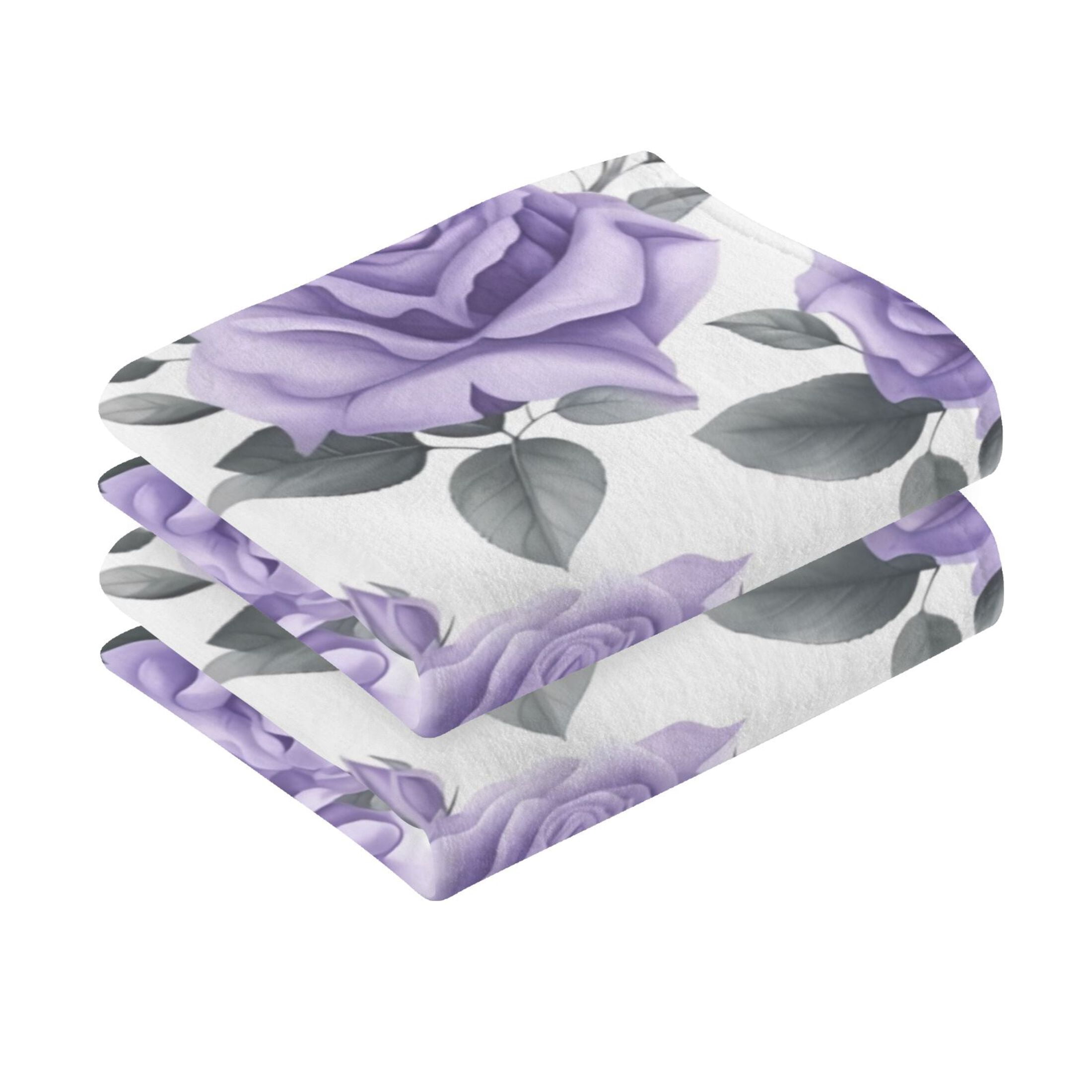Rose Flowers Purple 2 PCs Cotton Hand Towels Absorbent Face Towel Soft Breathable Towel Set for Bathroom Kitchen Hotel Gym Decoration