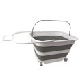 thumbnail image 1 of SAMMART Cesta plegable de plástico para la colada de 35 l (9,24 galones) con asa y ruedas – Contenedor de almacenamiento/tina de lavado plegable – Ahorro de espacio (1, blanco/gris), 1 of 5