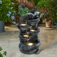 thumbnail image 5 of 5-Tier Outdoor Water Fountain with LED Lights, 26.5" Cascading Rock Waterfall Fountain, Resin Fountains for Outside and Indoor Decor for Garden Patio Yard, 5 of 8