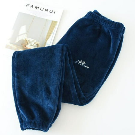 

CoCopeaunt Male winter flannel pajama pants thickening coral fleece mink fleece thermal plus size solid rububer band sleep bottom trousers